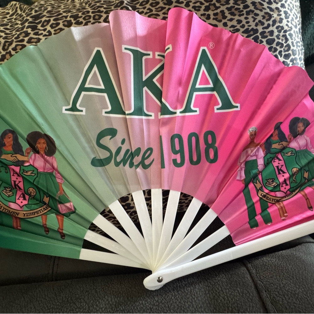 COPY - Pink and Green Party Fan ALPHA Kappa Alpha AKA FAN